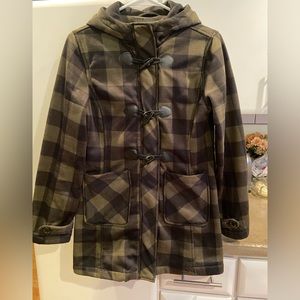 Big Chill, size small, olive green/black checkered fleece jacket